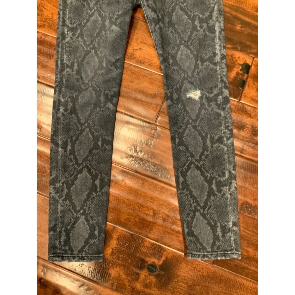 Rag & Bone Black & Gray Snakeskin Cate Mid-Rise Ankle Skinny Leg Jeans, Size 26 - Picture 3 of 8
